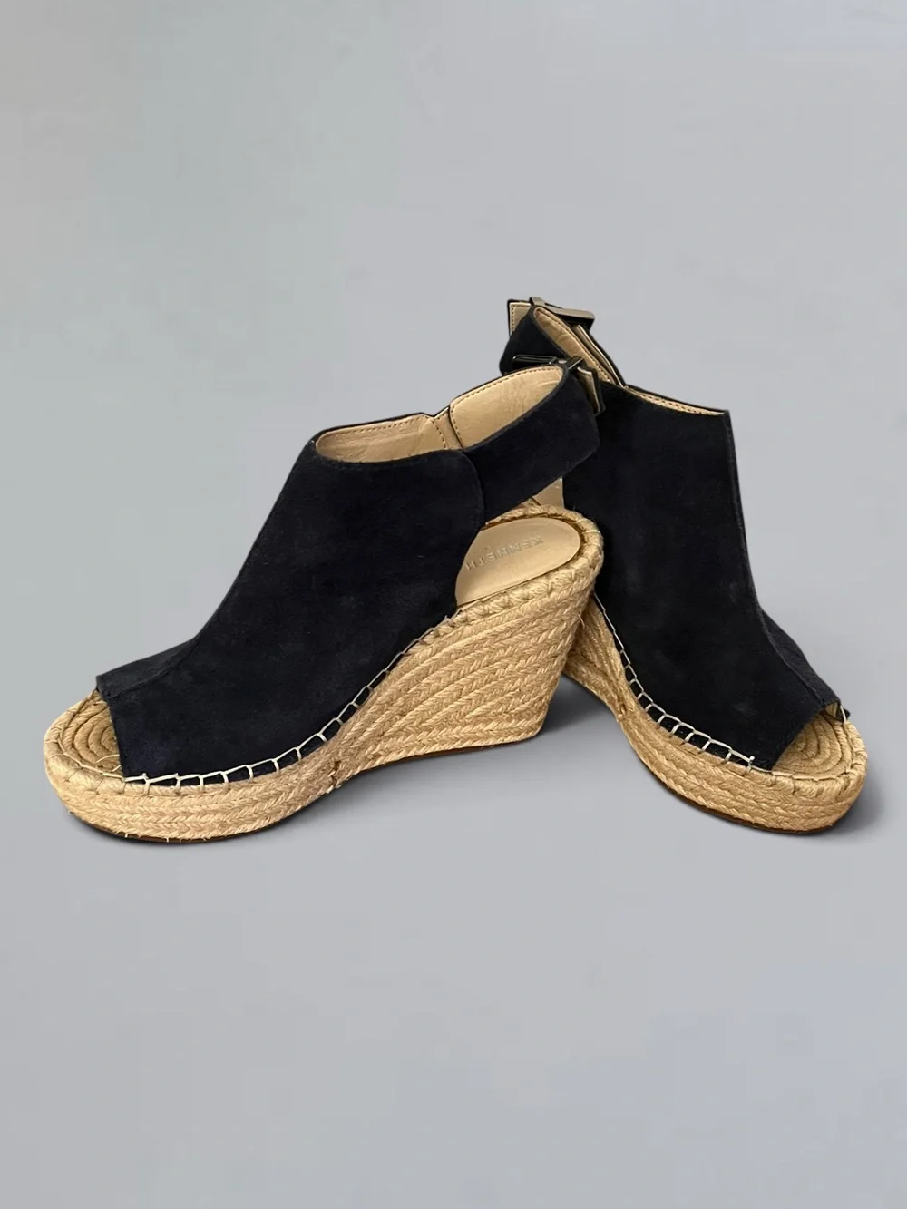 Kenneth Cole New York Olivia Navy Suede Espadrille Wedge Sandals 6.5